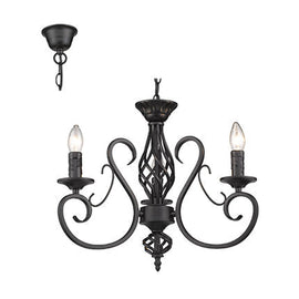 Radiant 3LT Chandelier Black E14 3x40w - image 01