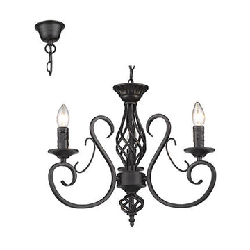 Radiant 3LT Chandelier Black E14 3x40w - image 01
