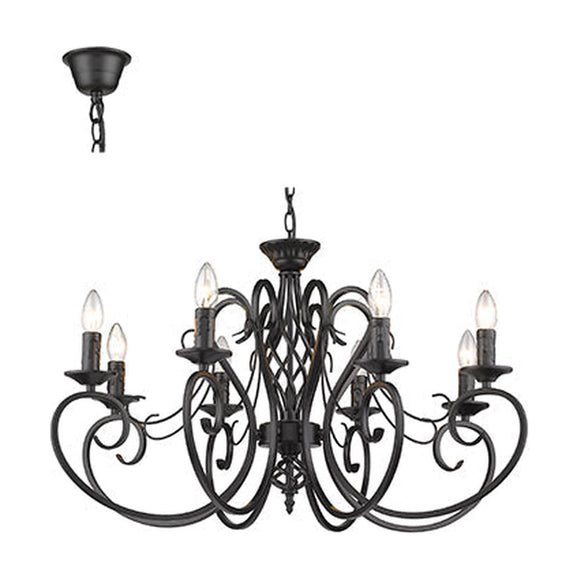 Radiant 8LT Chandelier Black E14 8x40w - image 01