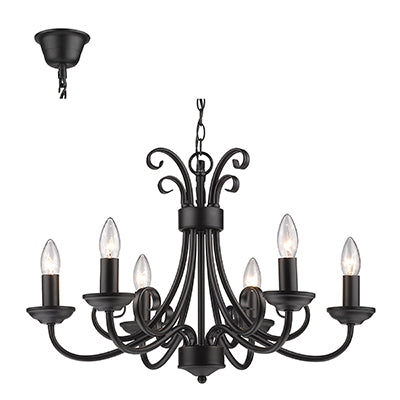 Radiant 6LT Chandelier Black E14 6x40w in Electrical & Lighting,Lighting,Interior Lighting