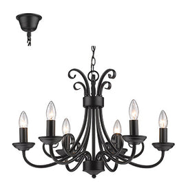 Radiant 6LT Chandelier Black E14 6x40w in Electrical & Lighting,Lighting,Interior Lighting
