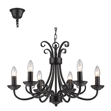 Radiant 6LT Chandelier Black E14 6x40w in Electrical & Lighting,Lighting,Interior Lighting