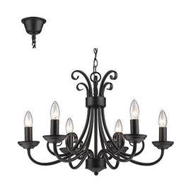 Radiant 6LT Chandelier Black E14 6x40w - image 01