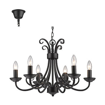 Radiant 6LT Chandelier Black E14 6x40w - image 01