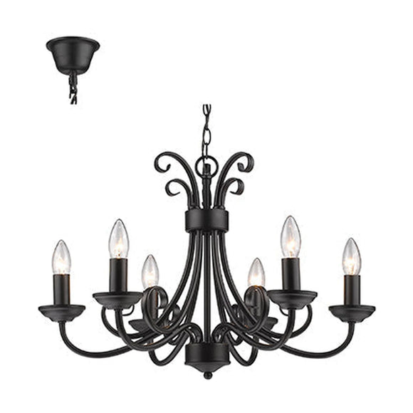 Radiant 6LT Chandelier Black E14 6x40w - image 01