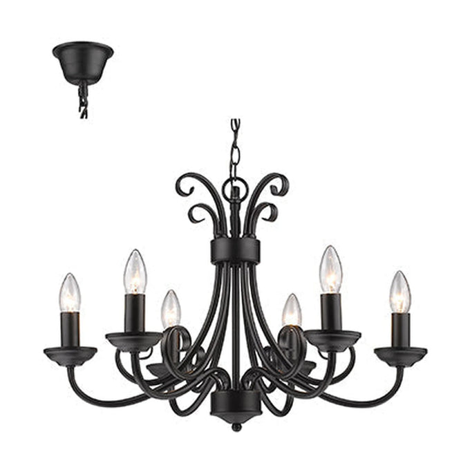 Radiant 6LT Chandelier Black E14 6x40w - image 01
