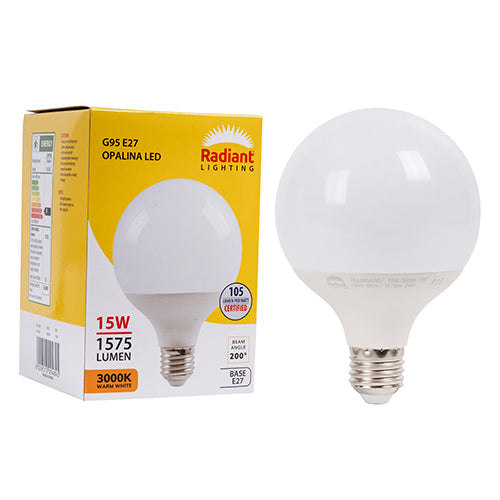Radiant LED Opalina Frosted G95 15W E27 3000K N in Electrical & Lighting,Lighting,Globes & Tubes