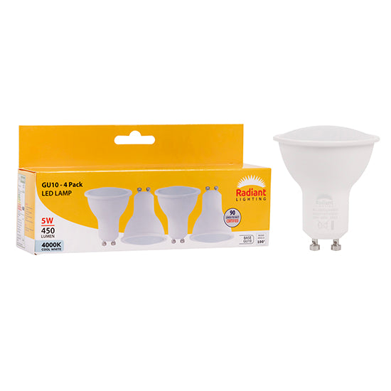 Radiant LED GU10 Frosted Lens 5W 4000K Non Dimmable 4 Pack N in Electrical & Lighting,Lighting,Globes & Tubes