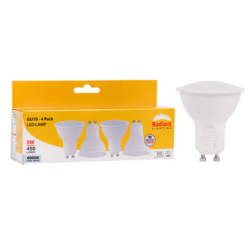 Radiant LED GU10 Frosted Lens 5W 4000K Non Dimmable 4 Pack N in Electrical & Lighting,Lighting,Globes & Tubes