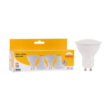 Radiant LED GU10 Frosted Lens 5W 4000K Non Dimmable 4 Pack N - image 01