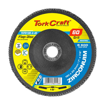 Tork Craft Flap Disc Zirconium 180mm 60 Grit Angled - image 01