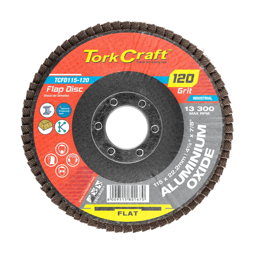 Tork Craft Flap Sanding Disc 115mm 120 Grit A/O - image 01