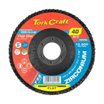Tork Craft Flap Disc Zirconium 115mm 40 Grit Flat - image 01
