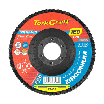 Tork Craft Flap Disc Zirconium 115mm 120 Grit Flat - image 01