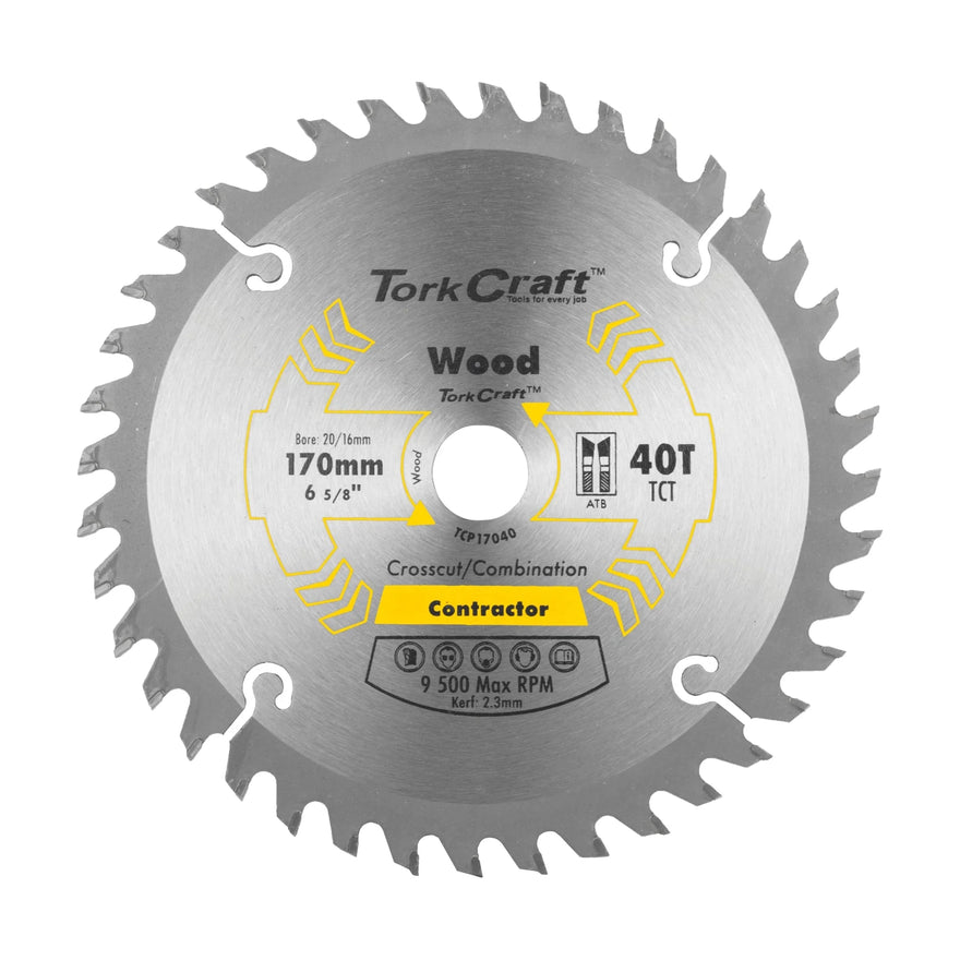 Tork Craft Blade Contractor 170 X 40t 20/16 Circular Saw TCT - image 01