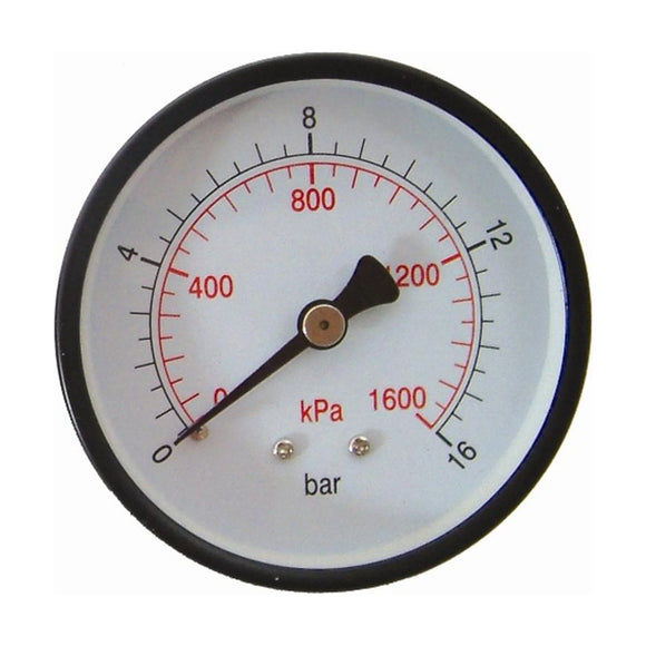 AirCraft Pressure Gauge 63mmRear Fit 1/4'0-16Bar 0-1600Kpa - image 01
