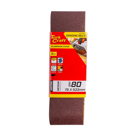 Tork Craft Sanding Belt 75 X 533mm 80 Grit 2 Pack - image 01