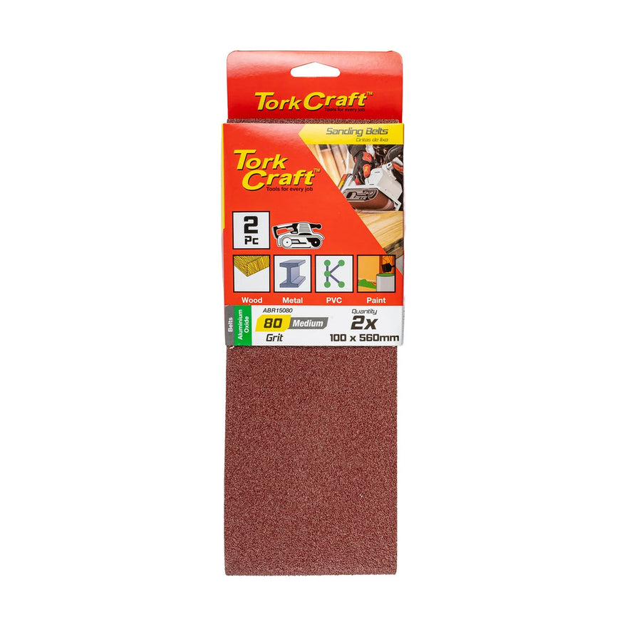Tork Craft Sanding Belt 100 X 560mm 80 Grit 2 Pack - image 01