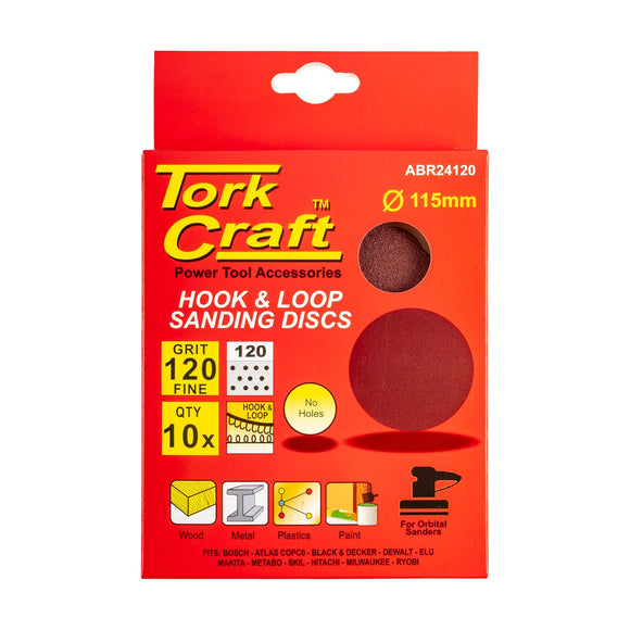 Tork Craft Sanding Disc 115mm 120 Grit 10 Pack Hook And Loop - image 01