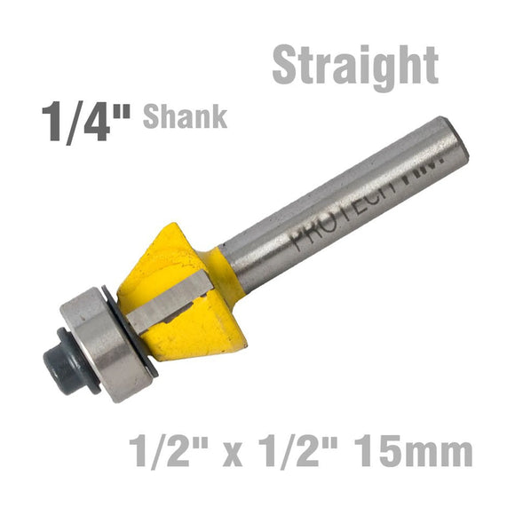 Pro-Tech Bevel Trim Router Bit 1/2' x 1/2' 15Deg 1/4' Shank - image 01