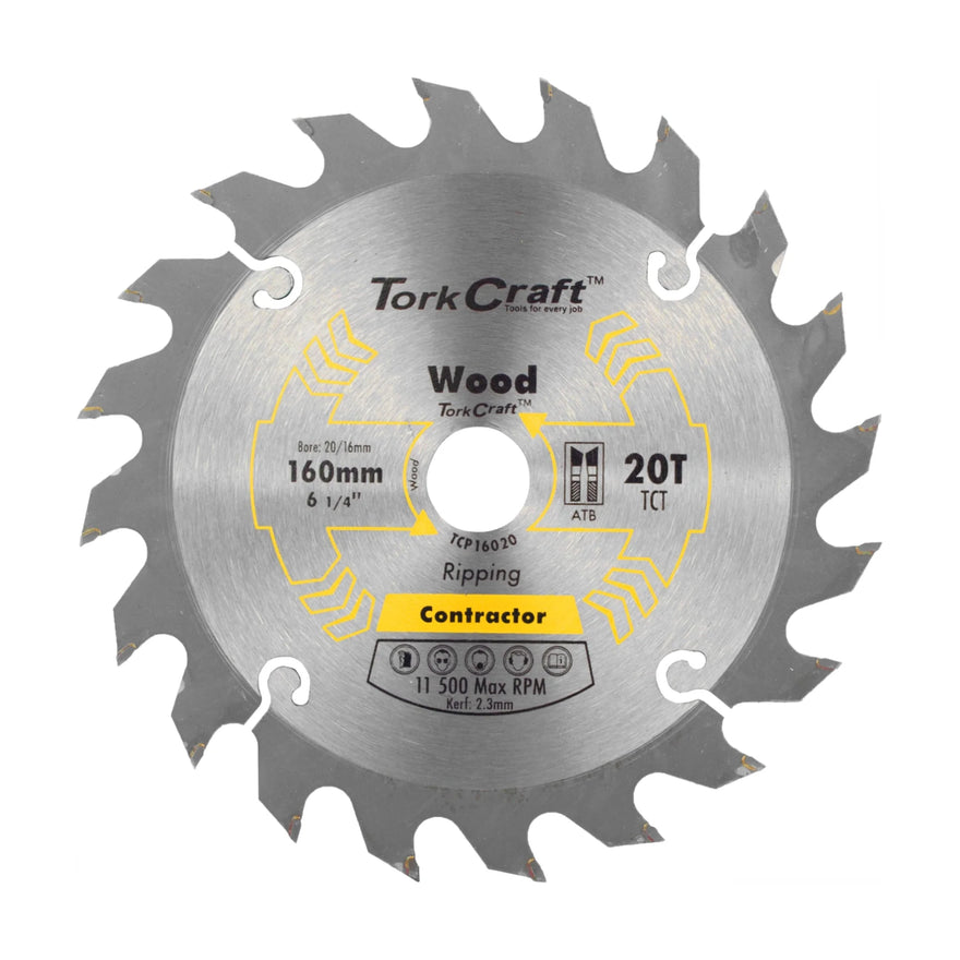 Tork Craft Blade Contractor 160 X 20t 20/16 Circular Saw TCT - image 01