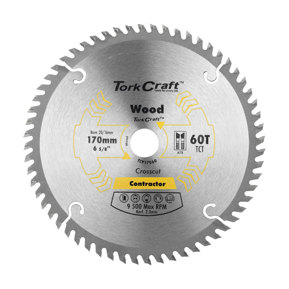 Tork Craft Blade Contractor 170x60t 20/16 Circular Saw TCT - image 01