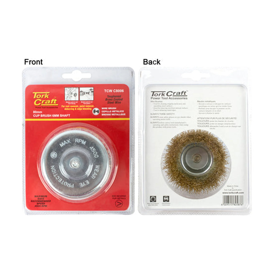 Tork Craft Wire Cup Brush 80mm X 6mm Shaft Blister - image 01