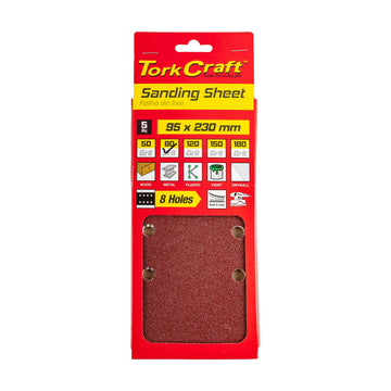 Tork Craft Sanding Sheet Orbital 95 X 230mm 80 Grit Plain With 8 Holes 5 Pack - image 01