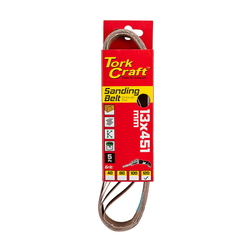Tork Craft Powerfile Sanding Belt 13 X 451mm 120 Grit 5 Pack - image 01