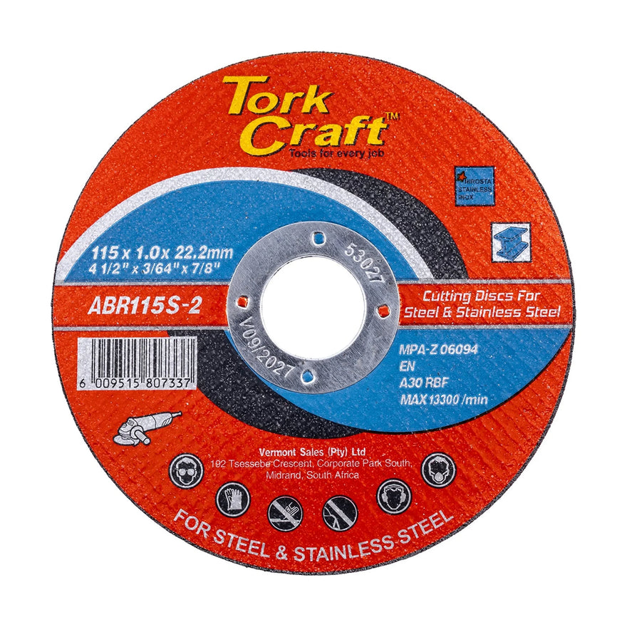 Tork Craft Cutting Disc Steel & Stainless Steel 115 X 1.0 X 22.2mm - image 01