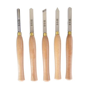 Tork Craft Chisel Set Wood Turning 300mm HSS 5 Piece Wood Case - image 01