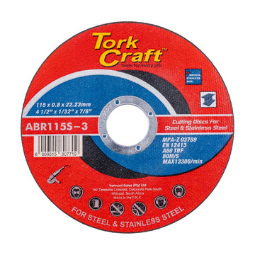 Tork Craft Cutting Disc Steel & Stainless Steel 115 X 0.8 X 22.2mm - image 01