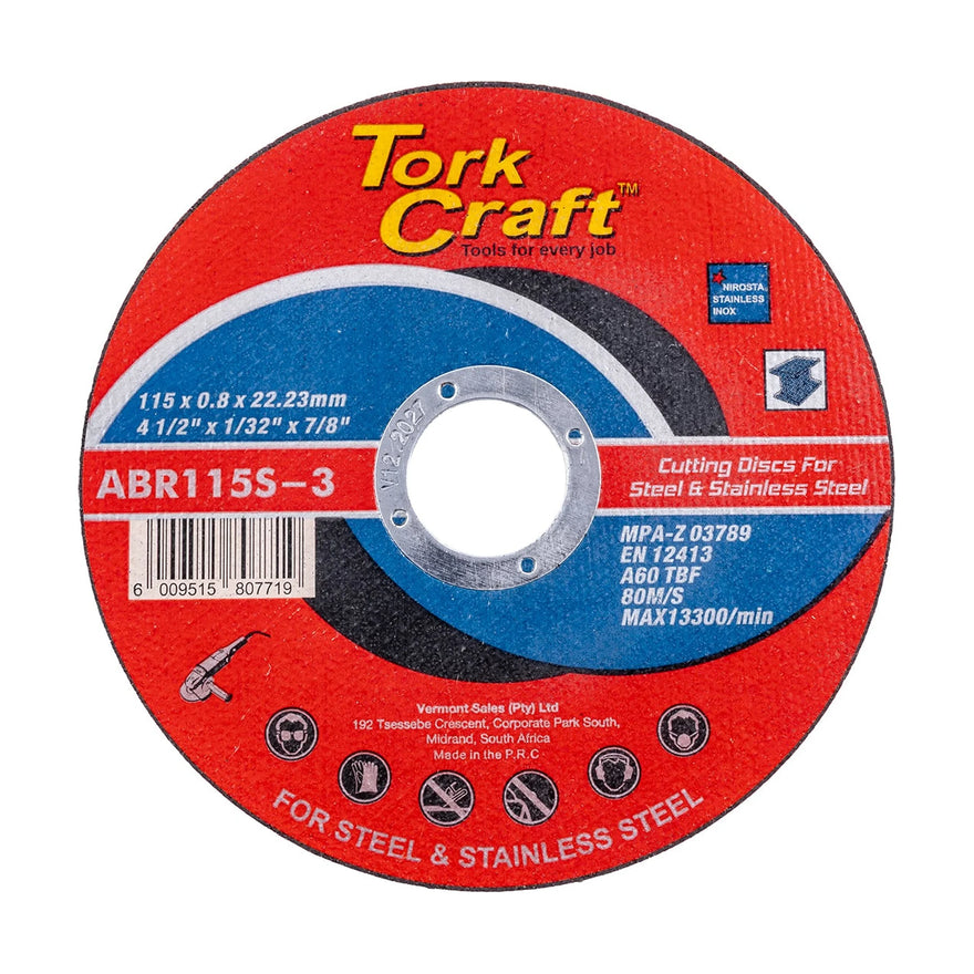 Tork Craft Cutting Disc Steel & Stainless Steel 115 X 0.8 X 22.2mm - image 01