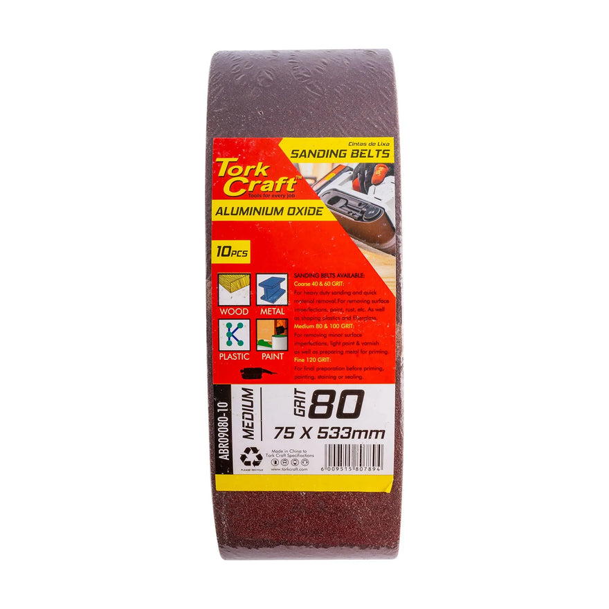 Tork Craft Sanding Belt 75 X 533mm 80 Grit 10 Pack - image 01