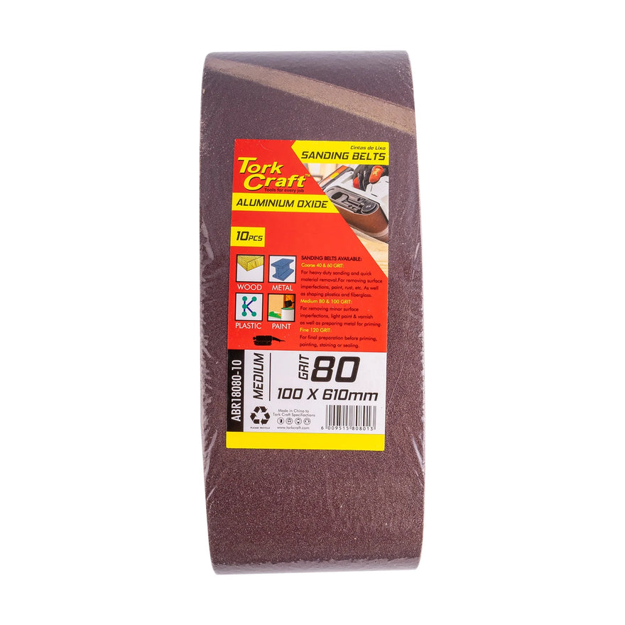 Tork Craft Sanding Belt 100 X 610mm 80 Grit 10 Pack - image 01