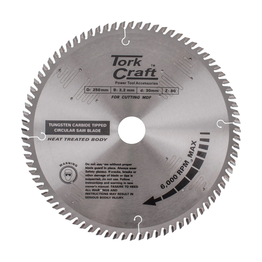 Tork Craft Blade TCT 250 X 80t 30mm Alum TCG Negative Profesional Industrial - image 01