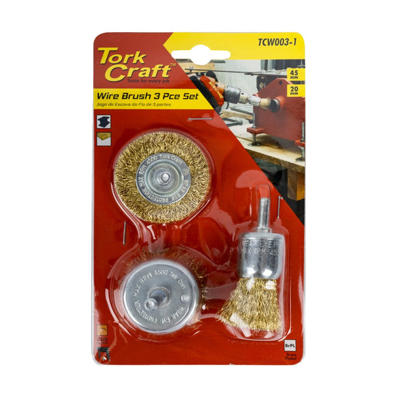Tork Craft Wire Brush Set 3pce With 6mm Shaft End/circ/cup - image 01