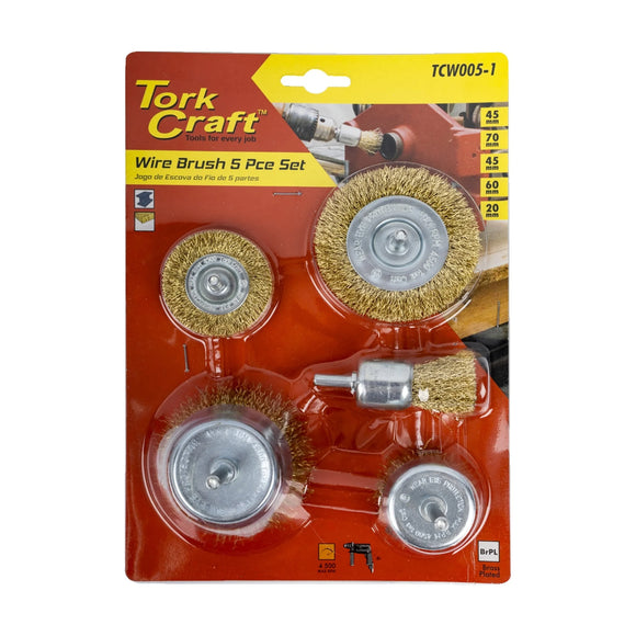 Tork Craft Wire Brush Set 5pce With 6mm Shaft Cup/circ/end - image 01