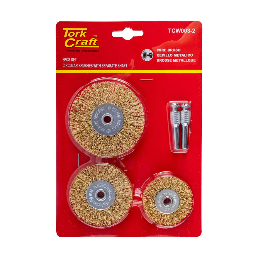 Tork Craft Wire Brush Set 3pce With Separate Shaft - image 01