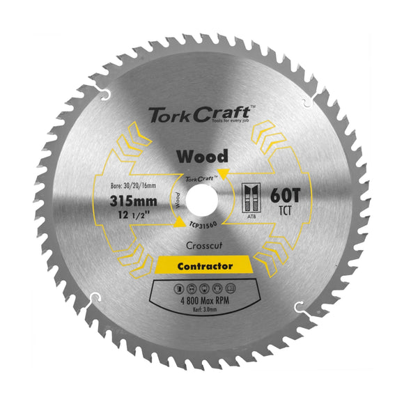 Tork Craft Blade Contractor 315 X 60t 30/1/20/16 Circular Saw TCT - image 01