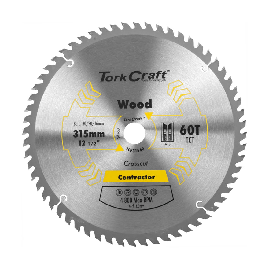 Tork Craft Blade Contractor 315 X 60t 30/1/20/16 Circular Saw TCT - image 01
