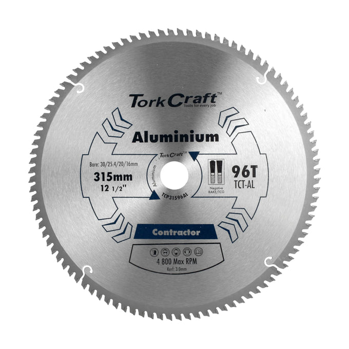 Tork Craft Blade Contractor Alum 315 X 96t 30/1/20/16 Aluminium Circular Saw TCT - image 01