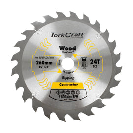 Tork Craft Blade Contractor 260 X 24t 30/1/20/16 Circular Saw TCT - image 01