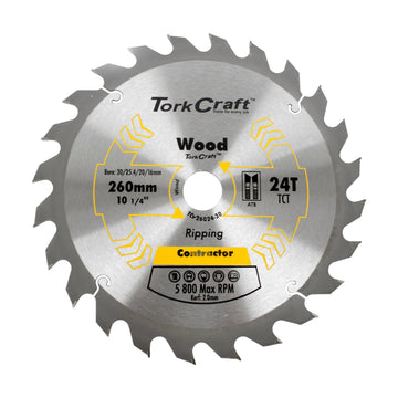 Tork Craft Blade Contractor 260 X 24t 30/1/20/16 Circular Saw TCT - image 01