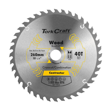 Tork Craft Blade Contractor 260 X 40t 30/1/20/16 Circular Saw TCT - image 01