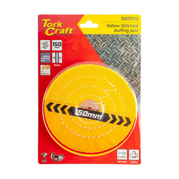 Tork Craft Buffing Pad Soft 150mm To Fit 12.5mm Arbor/L-Wrench Spindle - Yellow - image 01