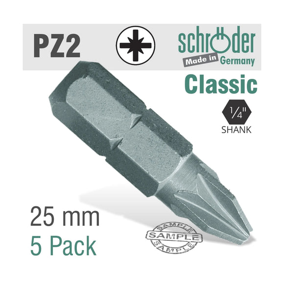 Schroder Pozi No. 2 x 25mm Classic Bit 5 Pack - image 01