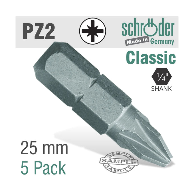 Schroder Pozi No. 2 x 25mm Classic Bit 5 Pack - image 01