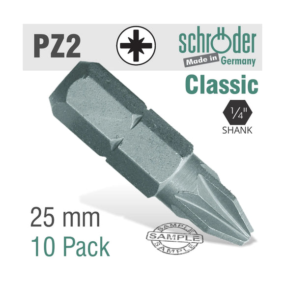 Schroder Pozi No. 2 x 25mm Classic Bit 10 Pack - image 01