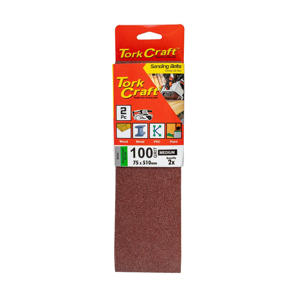 Tork Craft Sanding Belt 75 X 510mm 100 Grit 2 Pack - image 01